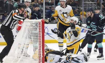 Pittsburgh Penguins game, Seattle Kraken. Kris Letang, Marcus Pettersson