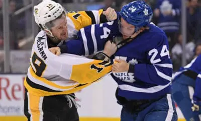 Pittsburgh Penguins Kasperi Kapanen fights Jared McCann