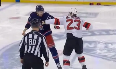 Matt Rempe New York Rangers, New Jersey Devils line brawl, Fight