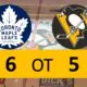 Pittsburgh Penguins Game Lose 6-5 OT vs. Toronto Maple Leafs