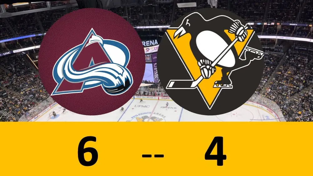 Pittsburgh Penguins game, lose to Colorado Avalanche 6-4