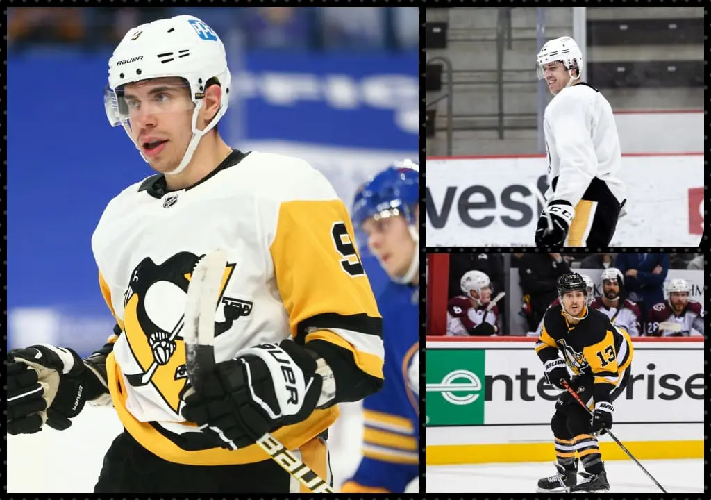 Pittsburgh Penguins Evan Rodrigues, Evgeni Malkin, Brandon Tanev