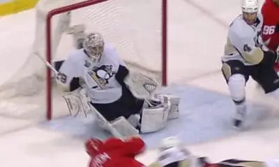 Marc-Andre Fleury Stops Nicklas Lidstrom Pittsburgh Penguins