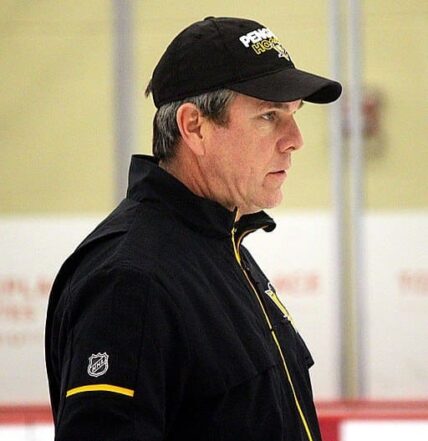 Pittsburgh Penguins coaches Mike Sullivan, Mike Vellucci, Todd Reirden