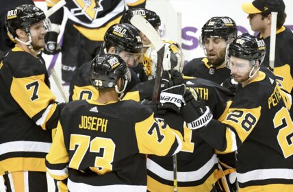Celebration after OT victory against CBJ 3/7/23
