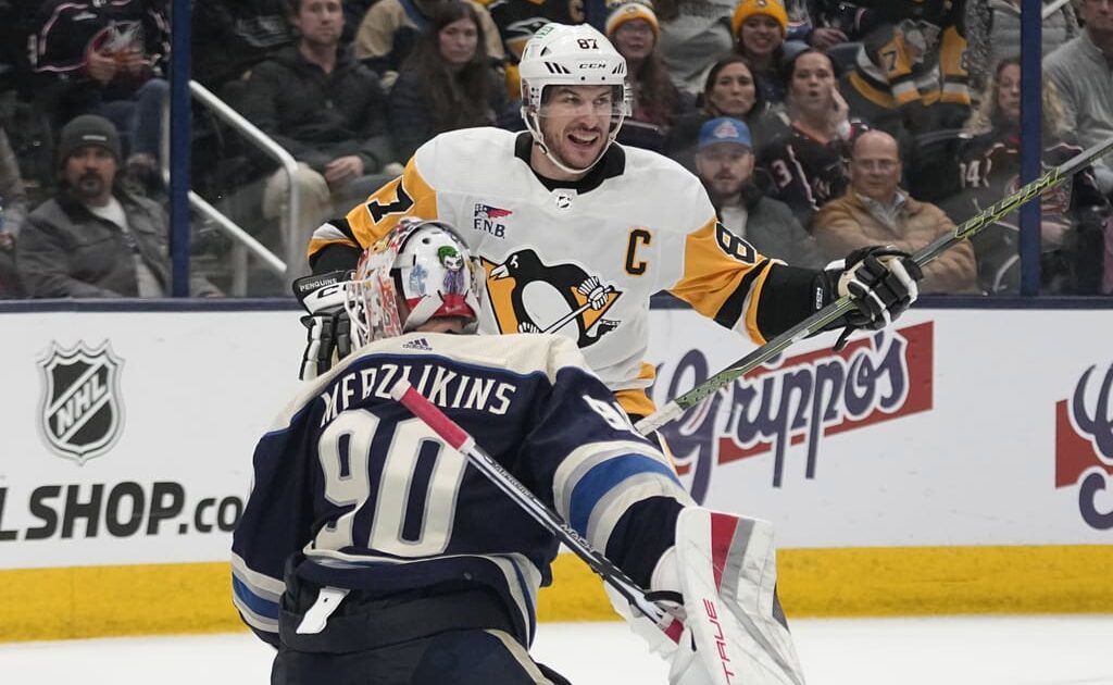 Pittsburgh Penguins game, Sidney Crosby, Elvis Merzlikins
