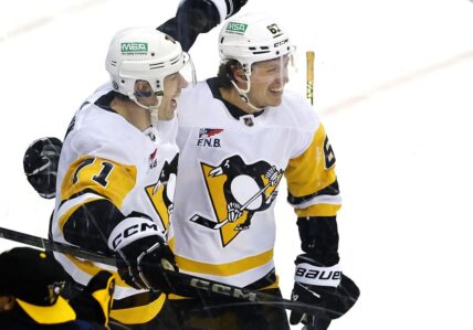 Pittsburgh Penguins, Evgeni Malkin and Rickard Rakell celebrate. Also, NHL trade talk and Capitals lose