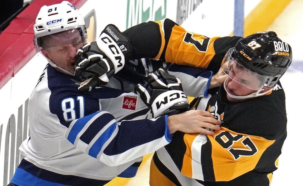 Pittsburgh Penguins game, Sidney Crosby fight, game analysis.