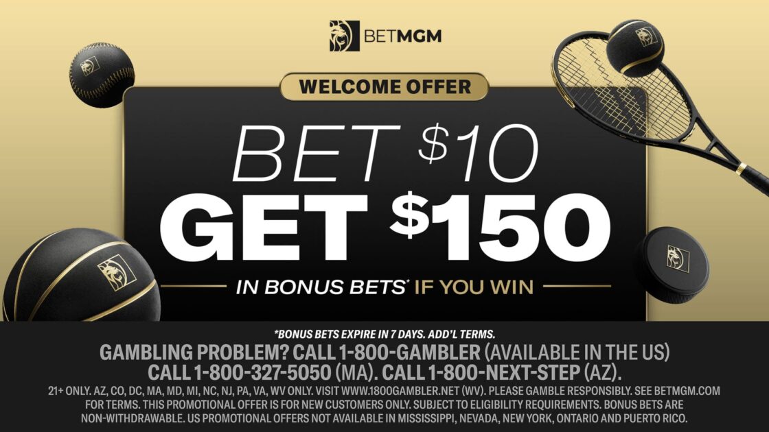 Register with the BetMGM bonus code PGHOCKEY to claim a $150 bonus or $1.6K deposit match for the NBA Playoffs, including the Warriors vs. Rockets game.