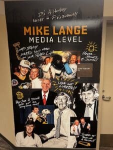 Mike Lange press box sign