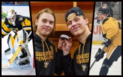 Pittsburgh Penguins Prospects (from Left to Right), Sergei Murashov, Ville Koivunen, Rutger McGroarty, Harrison Brunicke