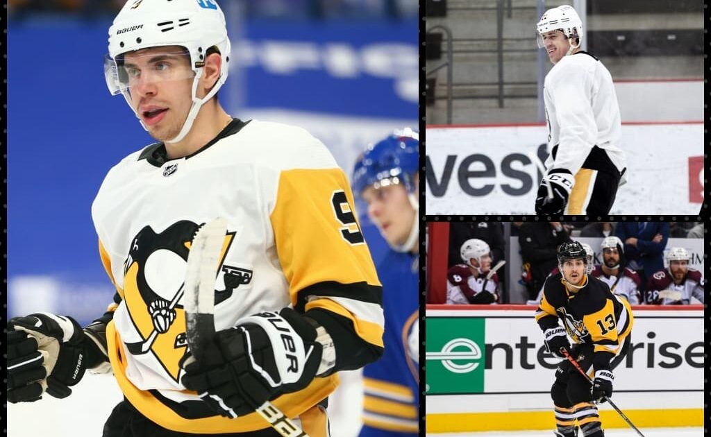 Pittsburgh Penguins Evan Rodrigues, Evgeni Malkin, Brandon Tanev