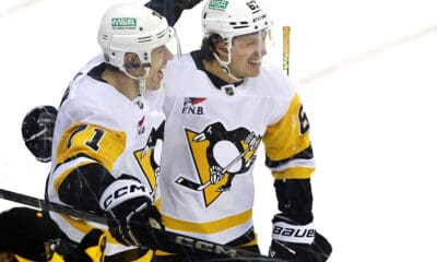 Pittsburgh Penguins, Evgeni Malkin and Rickard Rakell celebrate. Also, NHL trade talk and Capitals lose