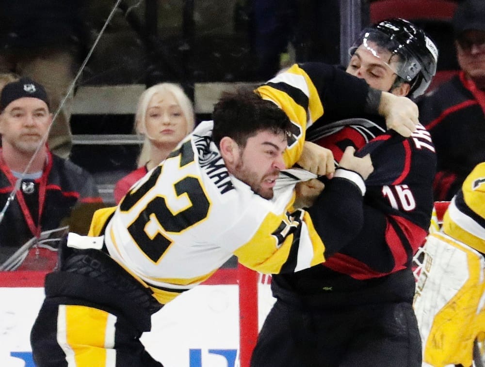 Pittsburgh Penguins, Carolina Hurricanes game, Mark Friedman fight