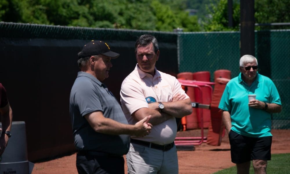Penguins Head Coach Mike Sullivan Talks with Steelers GM Kevin Colbert