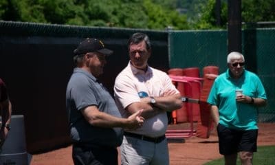 Penguins Head Coach Mike Sullivan Talks with Steelers GM Kevin Colbert