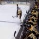 Evgeni Malkin, Pittsburgh Penguins swins stick at Boston Bruins bench