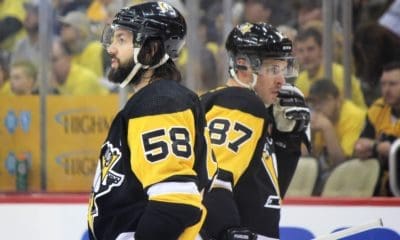 NHL trade, Kris Letang (left) and Sidney Crosby (right). Pittsburgh Penguins