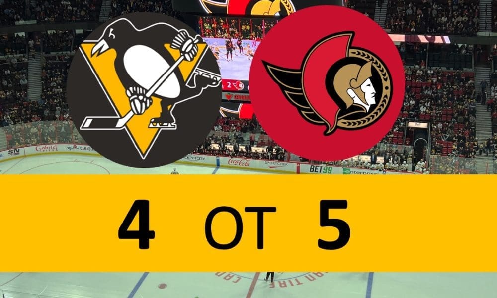 Pittsburgh Penguins game, lose to Ottawa Senators 5-4 OT