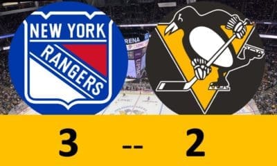 Pittsbursgh Penguins game, lose to New York Rangers, 3-2
