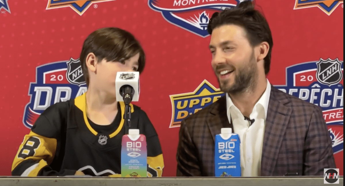 Fun Moment Between Kris Letang and His Son Alex at the 2022 NHL