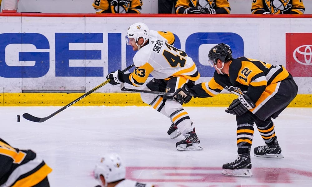 Conor Sheary Skates with the puck: Photo courtesy of Pittsburgh Penguins